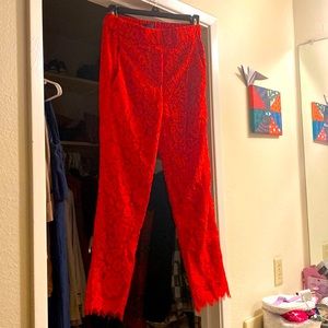 Red lace dress pants